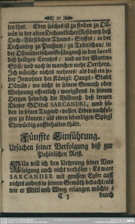 Fünffte Einführung. Ursachen seiner Verfolgung biß zur Pohlnischen Reiß