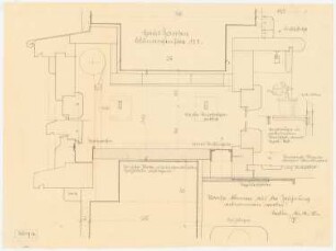 Haus Jansen, Berlin-Grunewald: Wohnzimmerfenster, Blumenfenster: vertikaler Schnitt 1:1, Aufriss der Konsolträger 1:5