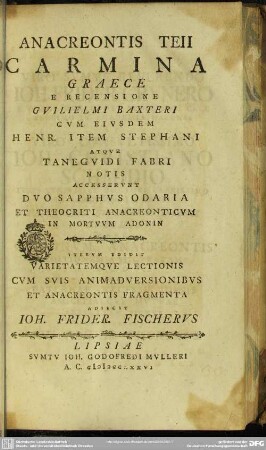 Anacreontis Teii Carmina Graece