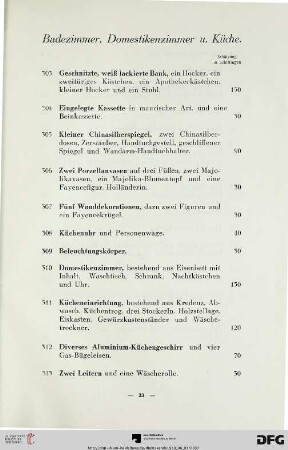 Badezimmer, Domestikenzimmer u. Küche (Nr. 303-326)
