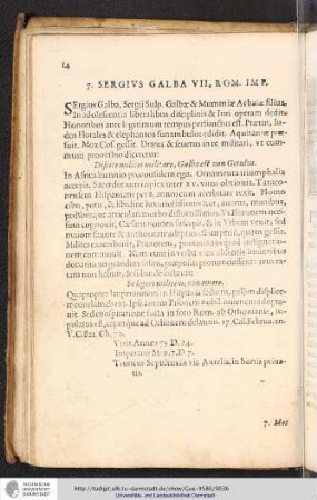 7. Sergius Galba VII. Rom. Imp.