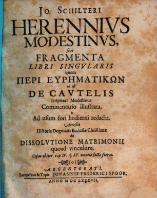 S. fragmenta libri singularis quem peri euphmatikōn i. e. de cautelis scripserat