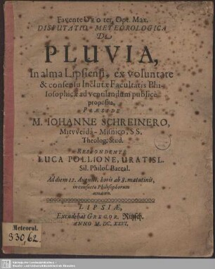 Disputatio Meteorologica De Pluvia