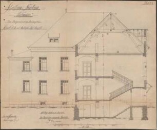 Schulhausneubau Hofweier; Schnitt und Hofansicht