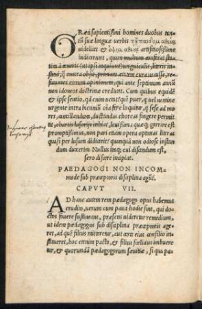 Paedagogi Non Incommode sub praeceptoris disciplina agunt. Caput VII.
