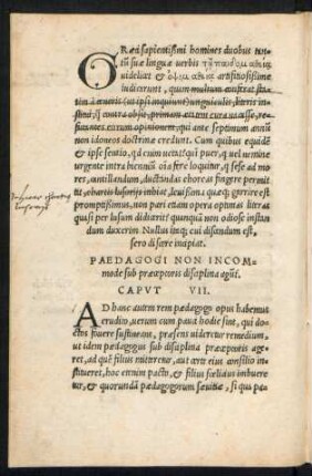 Paedagogi Non Incommode sub praeceptoris disciplina agunt. Caput VII.