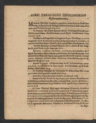 Libri Theologici Theologorum Reformatorum.