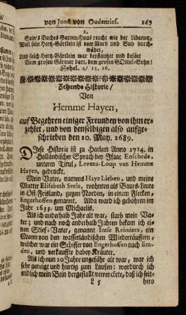 169-199, X. 1689. Hemme Hayen, ein gemeiner Mann in Frisland.