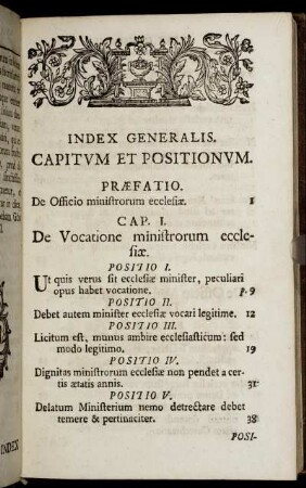 Index Generalis. Capitum Et Positionum