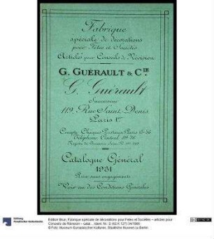 Fabrique spéciale de décorations pour Fetes et Sociétés – articles pour Conseils de Révision – catalogue General 1931.