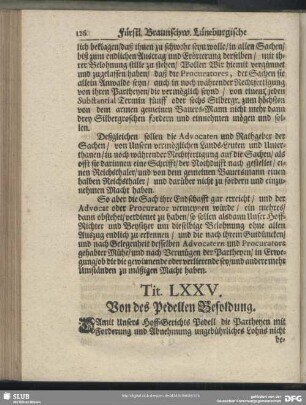 Tit. LXXV. Von des Pedellen Besoldung