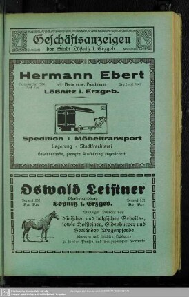 Anzeigen : Geschäftsanzeigen der Stadt Lößnitz i. Erzgeb.