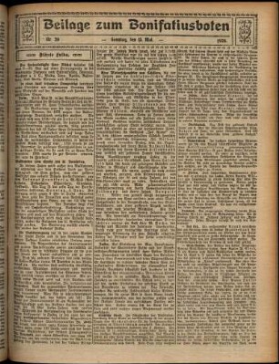 Zweite Ausgabe vom Sonntag, den 13. Mai 1928.