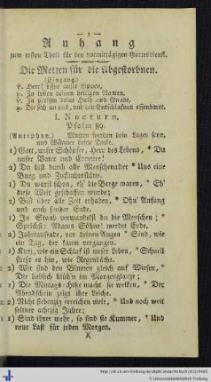 Die Metten für die Abgestorbnen.