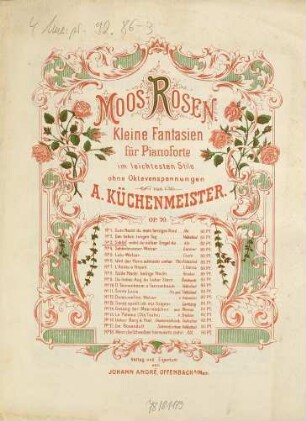 Moos-Rosen : kleine Fantasien für Pianoforte ; im leichtesten Stile ohne Oktavenspannungen ; op. 70, 3. Schlaf schön, du süßer Engel du