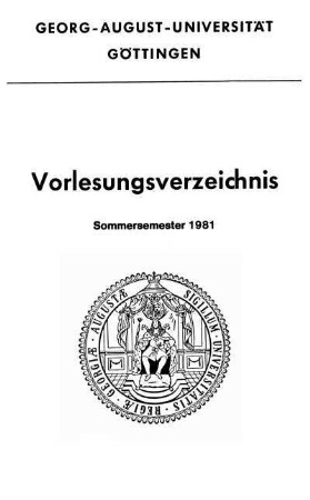 SS 1981: Vorlesungsverzeichnis