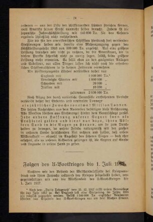 24-26, Folgen des U-Boot-Krieges bis 1. Juli 1917