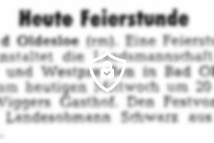 Heute Feierstunde