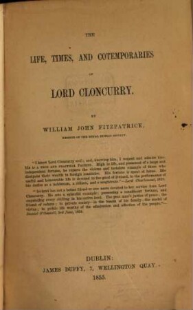 The Life, Times, and Contemporaries of Lord Cloncurry