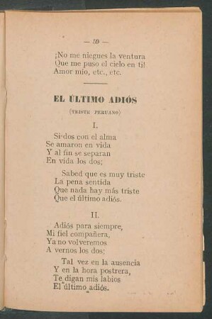 El último adiós : (Triste peruano)