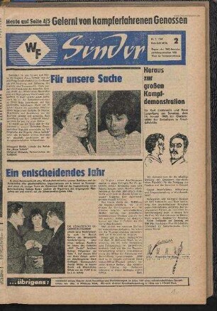 Betriebszeitung 'WF-Sender', Nr.2/1968 (12. Januar 1968)