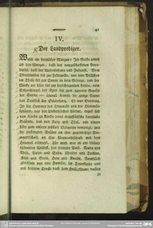 IV. Der Landprediger