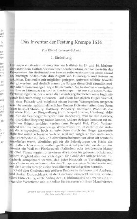 Das Inventar der Festung Krempe 1614
