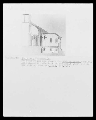Chartres, Kathedrale, Chor des Fulbert-Baues, Rekonstruktion, Aufriss Südseite
