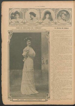 Para el concurso de "Tribune" - Nuestra contribución de bellezas argentinas : María Lacabanne de Lamarque