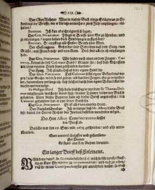 Ein langer Brieff deß Colemans.