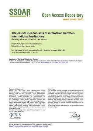 The causal mechanisms of interaction between international institutions