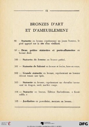 Bronzes d'art et d'ameublement