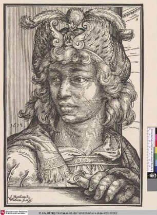 [Junger Mann mit Turban; Bust of a young man with feather-cap]