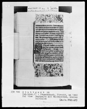Niederländisches Stundenbuch (Handschrift der Brüder vom gemeinsamen Leben) — ---, Folio 104 versoTextblatt