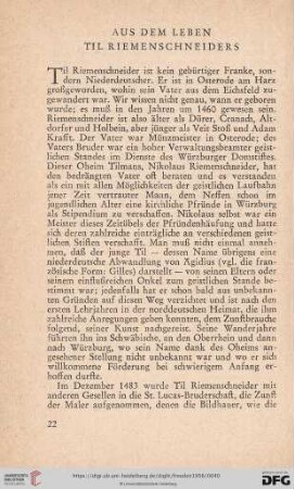 Aus dem Leben Til Riemenschneiders