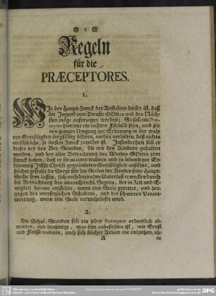 Regeln für die Praeceptores