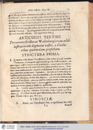 ARTICULUS TERTIUS Percurrens stricturas Walenburgiorum adillustrationem dogmatis nostri, ...