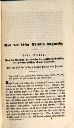 Christliche Sittenlehre der evangelischen Wahrheiten : dem christlichen Volke in sonn- und festtäglichen Predigten vorgetragen, 5. 2. Abth., Der böse Christ ; 1. Theil