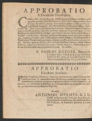 Approbatio S. Facultatis Theologicae
