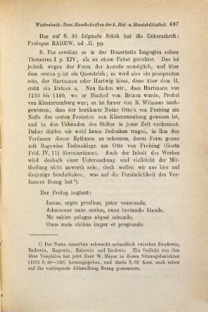 Mittheilungen aus zwei Handschriften der K. Hof- und Staatsbibliothek