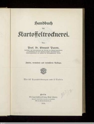 Handbuch der Kartoffeltrocknerei