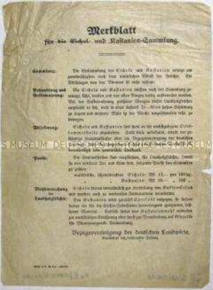 Merkblatt zur Sammlung und Ablieferung von Eicheln und Kastanien