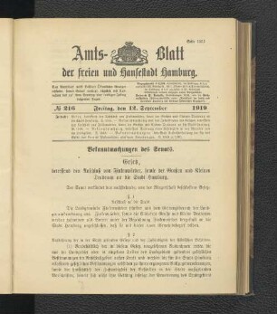 No.216, Freitag, den 12. September 1919