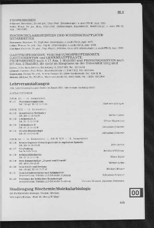Studiengang Biochemie/Molekularbiologie