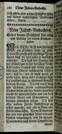 Gebet beym Beschluß des alten und Anfang des neuen Kirchen-Jahres. - Ein anders am heiligen Neu-Jahrs-Tage.