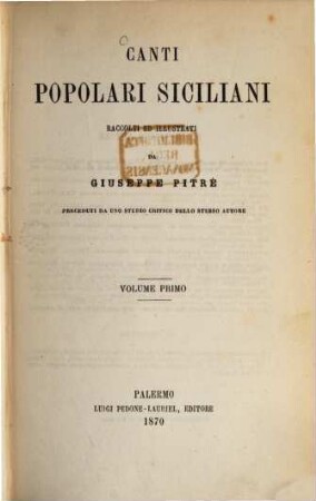 Canti popolari Siciliani, 1