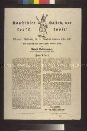 Satirisches Flugblatt: Konstabler kooft (Aujust Buddelmeyer)