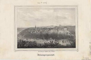 Ansicht von Johanngeorgenstadt, Lithographie, 1841 : Johanngeorgenstadt / Nach d. Natur gez. v. C. Meltzer. Lith. v. C. W. Arldt. - [Dresden] : [Pietzsch] , [1841]. - 1 Kunstblatt : Lithogr. ; 17 x 12 cm