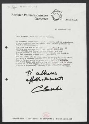 Brief an Roberto Benigni, 25.11.1995