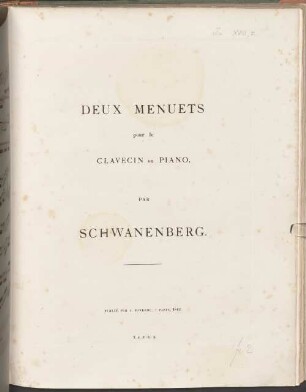 Deux menuets : pour le clavecin ou piano